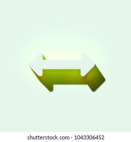 White Horizontal Arrows Icon. 3D Illustration Of White Arrows, Bi Directional, Horizontal, Pass Icons With Orange And Green Gradient Shadows.