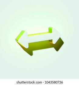 White Horizontal Arrows Icon. 3D Illustration Of White Arrows, Bi Directional, Horizontal, Pass Icons With Orange And Green Gradient Shadows.