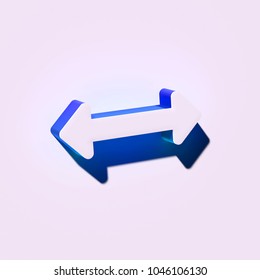 White Horizontal Arrows Icon. 3D Illustration Of White Arrows, Bi Directional, Horizontal, Pass Icons With Blue And Green Shadows.