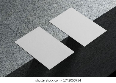 White horizontal business card paper mockup template with blank space cover for insert company logo or personal identity on black cardboard floor background. Modern concept. 3D illustration render - Powered by Shutterstock