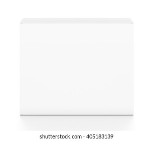 White Horizontal Rectangle Blank Box From Top Front Angle. 3D Illustration Isolated On White Background.