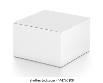 White horizontal rectangle blank box from side angle. 3D illustration isolated on white background.
