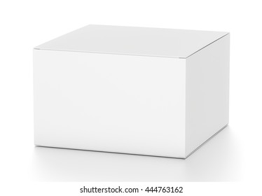 White horizontal rectangle blank box from top side far angle. 3D illustration isolated on white background.