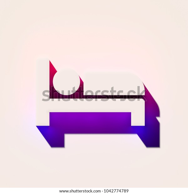 White Hotel Icon With Pink and\
Blue Shadows. 3D Illustration of White Bnb, Hostel, Hotel,\
Location, Map, Pin, Pointer Icons With Pink and Blue Gradient\
Shadows.