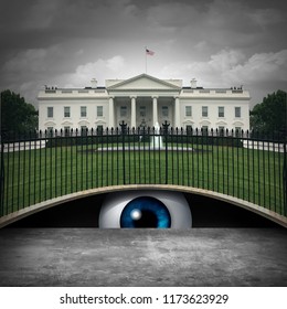 White House Secret And Deep State Political Concept As An Anonymous Source Or Leaker And United States Political Symbol Of An Underground Government Bureaucracy With 3D Elements.