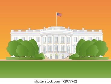 white house at sundown