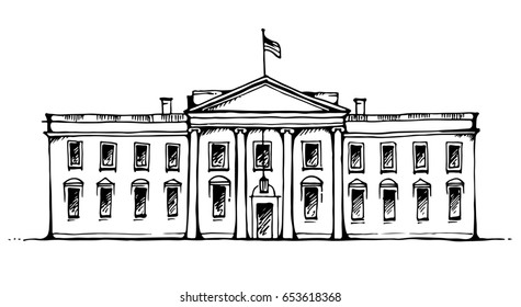 White House in Washington DC, USA, illustration isolated on white background