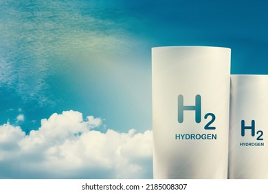 The White Of A Hydrogen Storage Tank Against The Sky. Zero Emission. 3D Rendering.