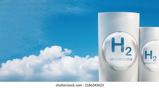 The White Of A Hydrogen Storage Tank Against The Sky. Zero Emission. 3D Rendering.