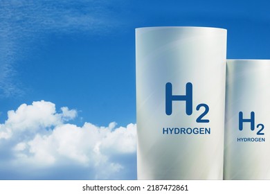 The White Of A Hydrogen Storage Tank Against The Sky. Zero Emission. 3D Rendering.