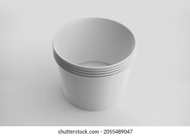 White Ice cream cup mockup, Blank cardboard tub container, 3d rendering isolated on light background