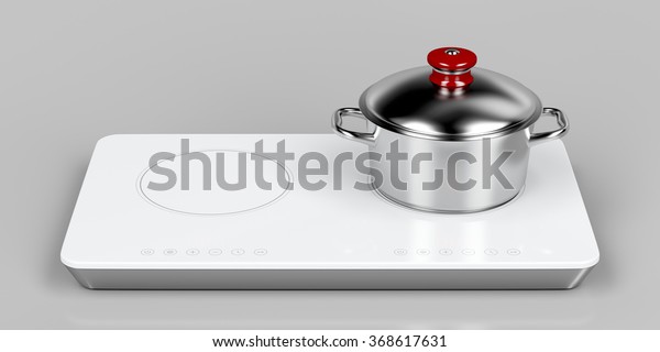 White Induction Cooktop Cooking Pot On Stock Illustration 368617631