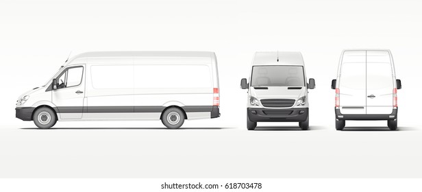 White Industrial Van Isolated On Bright Background. Template For Branding And Corporate Identity On Transport. 3d Rendering