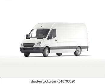 White Industrial Van. Template For Branding And Corporate Identity On Transport. 3d Rendering