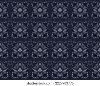 White Ink Pattern. Cloth Blue Flower Texture. Navy Ink Surface. Old Retro Background. Blue Fabric Paint. Line African Wall. Bohemian Print Texture. Endless Wall Design. Grainy Ornament Batik