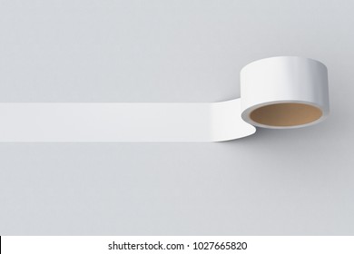 White Insulating Tape Roll On White Background. 3d Illustration.