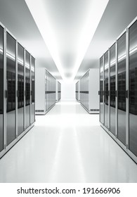 White Interior Of Data Center