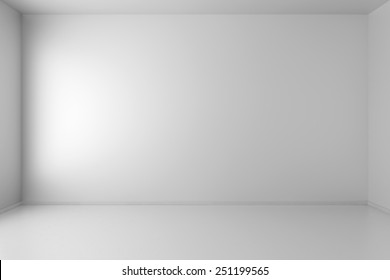 White Interior Of Empty Room, 3D Illustration