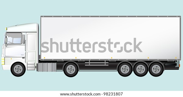 white
isolated modern truck on light blue
background