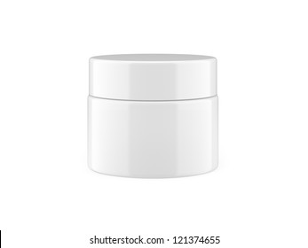 White Jar With Cap Isolated In White