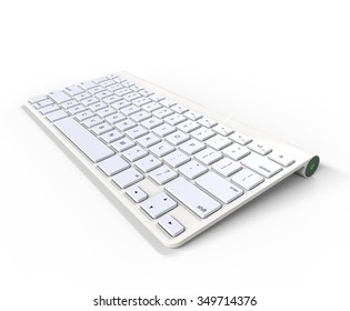White keyboard - angle shot on white background, ideal for digital and print design.