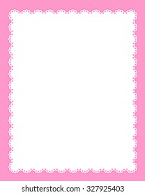 White lace background  / frame on cute pink background
