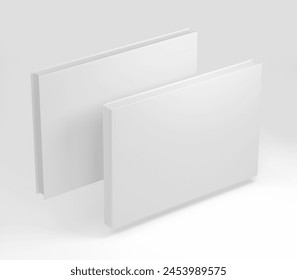 White Landscape Book Mockup, 3D rendered light rectangular book, notebook isolated on a light background