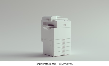 White Large Office Printer 3d Illustration