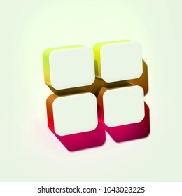 White Large Text Editor Icon. 3D Illustration Of White Document, Font, Larger, Size, Text Icons With Yellow And Pink Gradient Shadows.