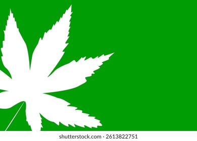 White leaf design on vibrant green background creating a striking visual contrast for nature lovers