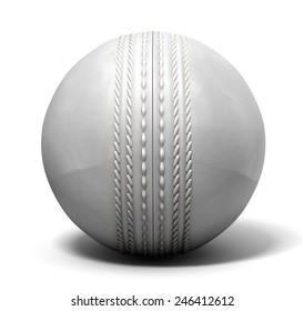 An White Leather Cricket Ball Isolated On A White Background