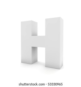 white letter H isolated on white