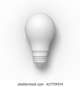 White light bulb on the light grey background. 3D illustration