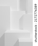 White, light gray black and white 3D rendering product display wallpaper with podium or stand good fore one or two luxury products on simple, minimal, abstract, geometry product photography background