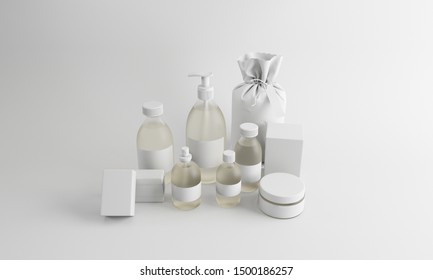 White Lit Shower Bottle Set On White Cyclorama