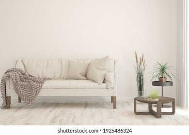 Interior Sofa Plants Plaid On Empty Stock Illustration 516884278 ...