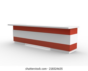 white long booth in perspective. render