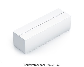 White Long Box. High Resolution 3D Illustration With Clipping Paths.