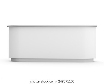 white long desk or counter from front view. render