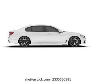 White luxury car isolated on white background. 3d rendering - illustration - Shutterstock ID 2335330881