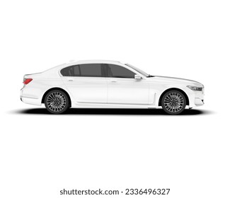 White luxury car isolated on white background. 3d rendering - illustration - Shutterstock ID 2336496327