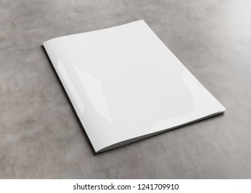 White Magazine Cover Mockup On Concrete Background 3d Rendering