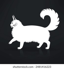 white Maine Coon cat side view on a dark background - Powered by Shutterstock