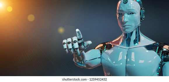 White Male Cyborg Pointing His Finger Stock Illustration 1259452432 ...