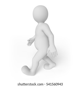 White man on the white background. 3d render. Walk