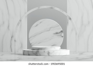 White Marble Product Display Podium. 3D Rendering
