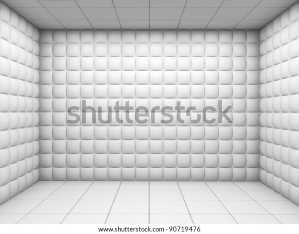 white\
mental hospital padded room empty with copy\
space
