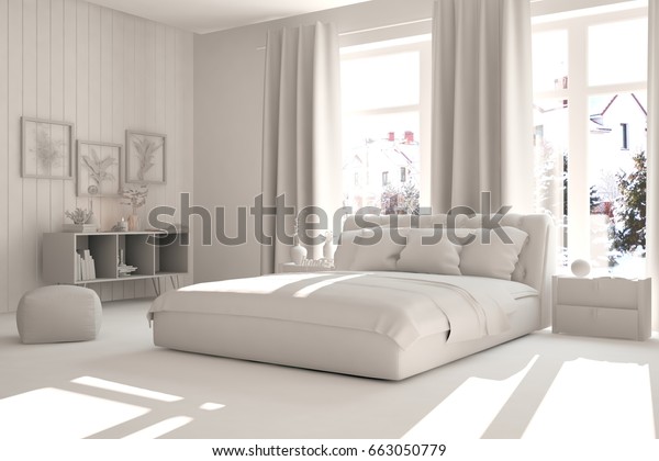 White Minimalist Bedroom Scandinavian Interior Design