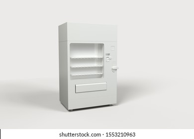The white model of vending machine with white background, 3d rendering. Computer digital drawing.