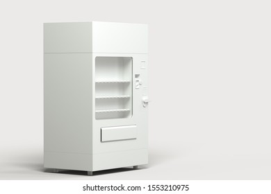 The white model of vending machine with white background, 3d rendering. Computer digital drawing.